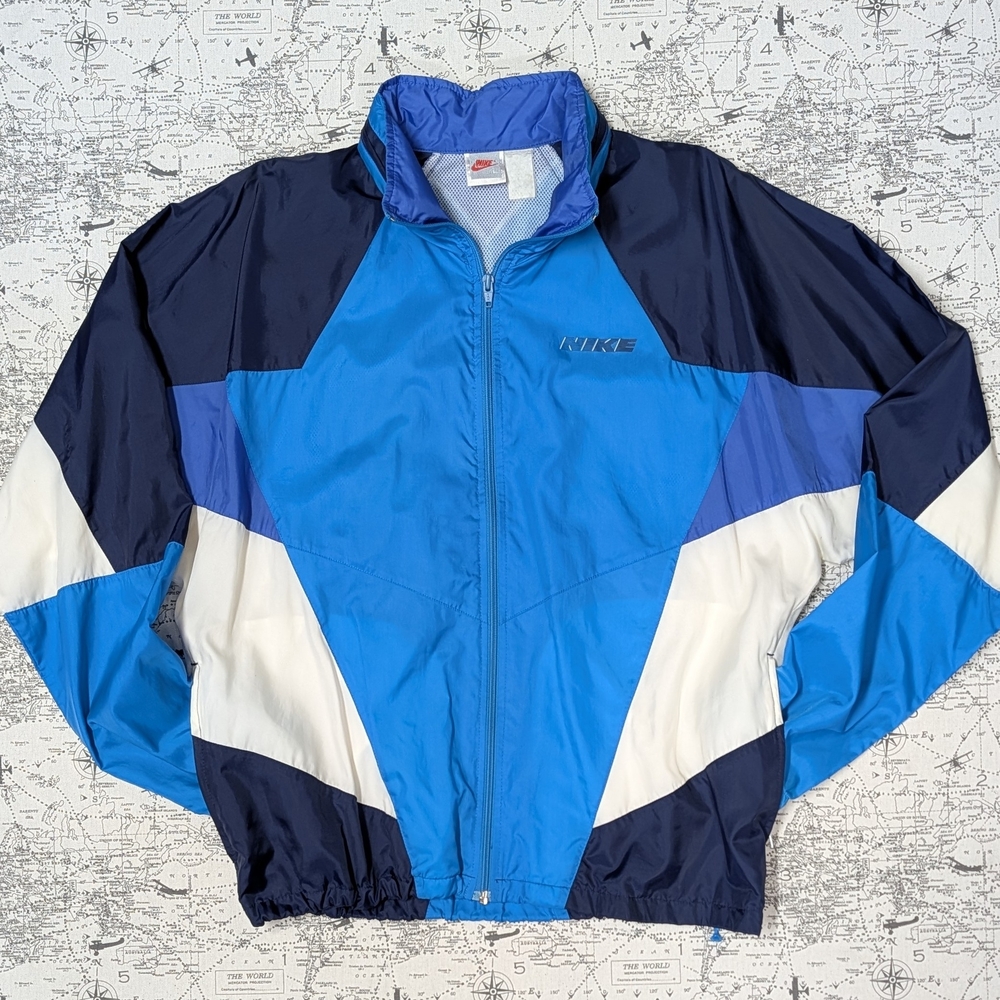 Vintage 90s Nike Colorblock Windbreaker Jacket - Gray Tag - Size Large